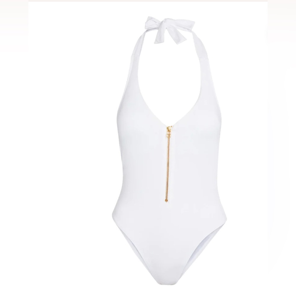 NEW! Kenny Flowers The Santorini Gold Zipper One Piece Swimsuit White SZ S, M, L - Picture 8 of 16